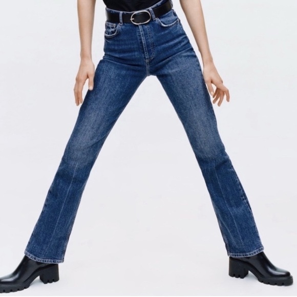 ZARA Chunky Track Sole Sock Chelsea Leather Boots Black Sz 8 - Picture 8 of 8